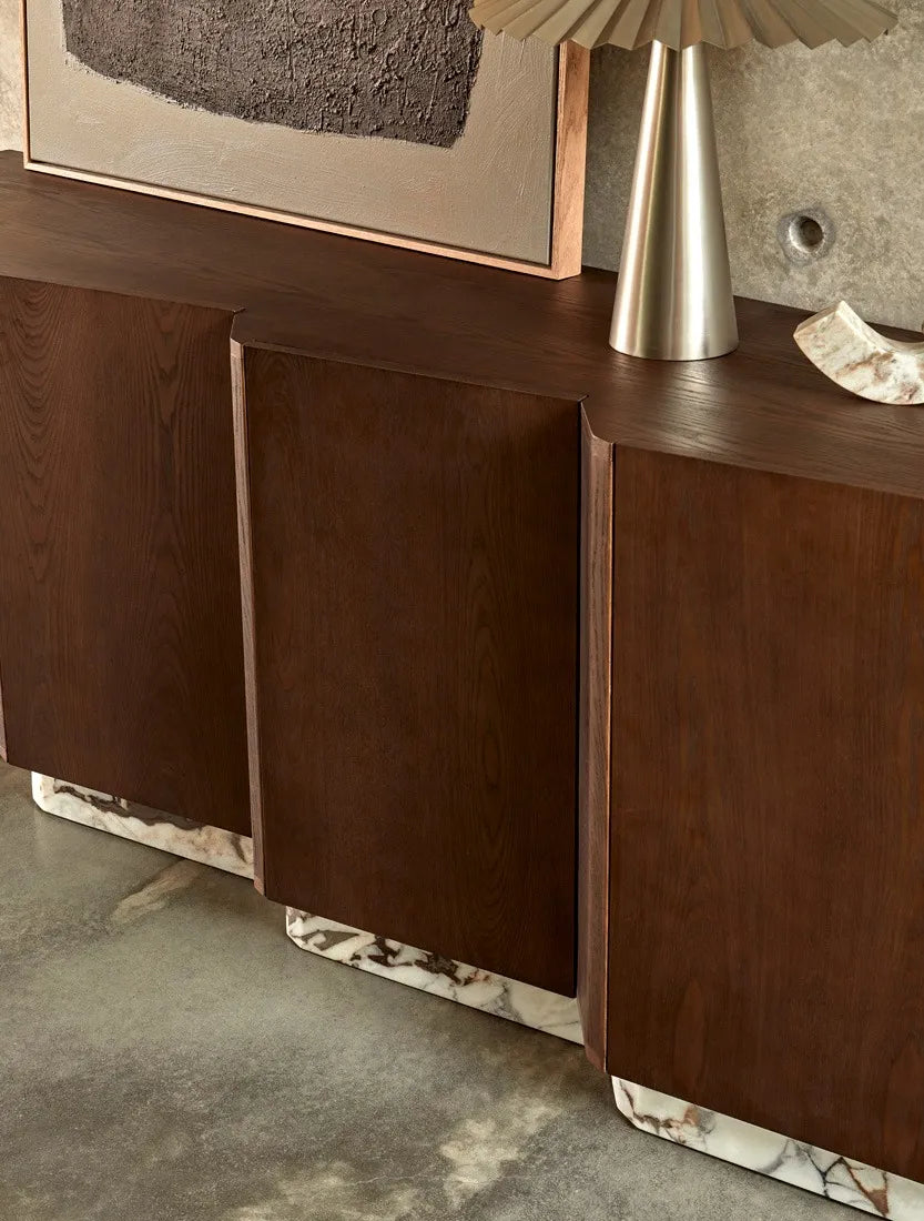 Staccato Marble Buffet - Tobacco Ash - Matt Ocean Marble