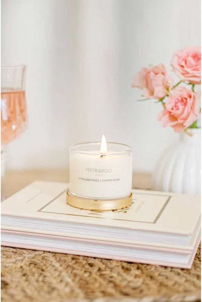 MEERABOO CANDLE GOLDEN GIRL MINI CANDLE IN STRAWBERRIES + CHAMPAGNE