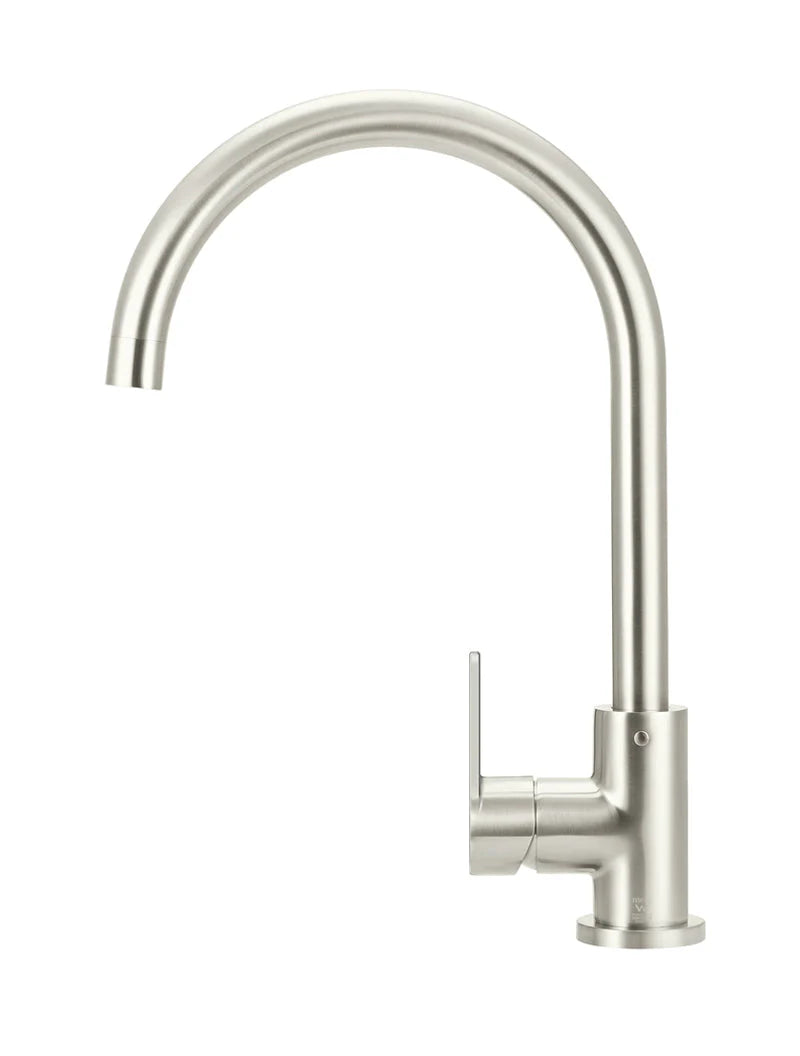 MEIR ROUND GOOSENECK KITCHEN MIXER TAP WITH PADDLE HANDLE