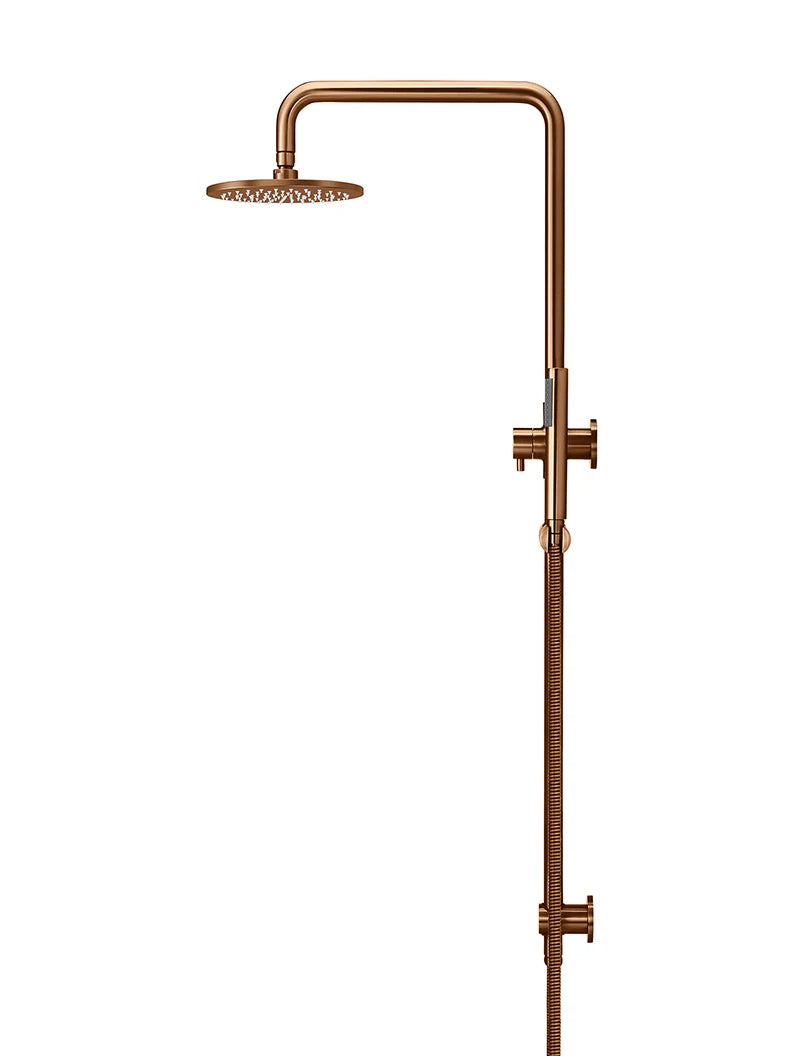 MIER ROUND COMBINATION SHOWER RAIL, 200MM ROSE, SINGLE FUNCTION HAND SHOWER