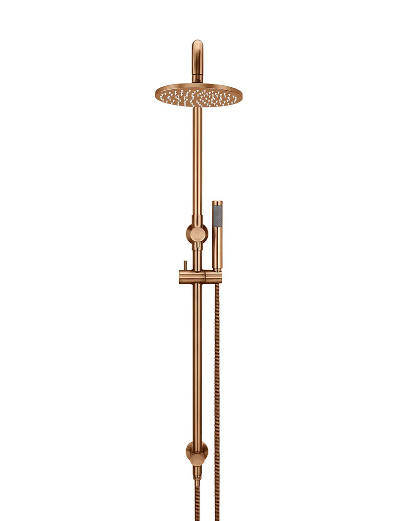 MIER ROUND COMBINATION SHOWER RAIL, 200MM ROSE, SINGLE FUNCTION HAND SHOWER