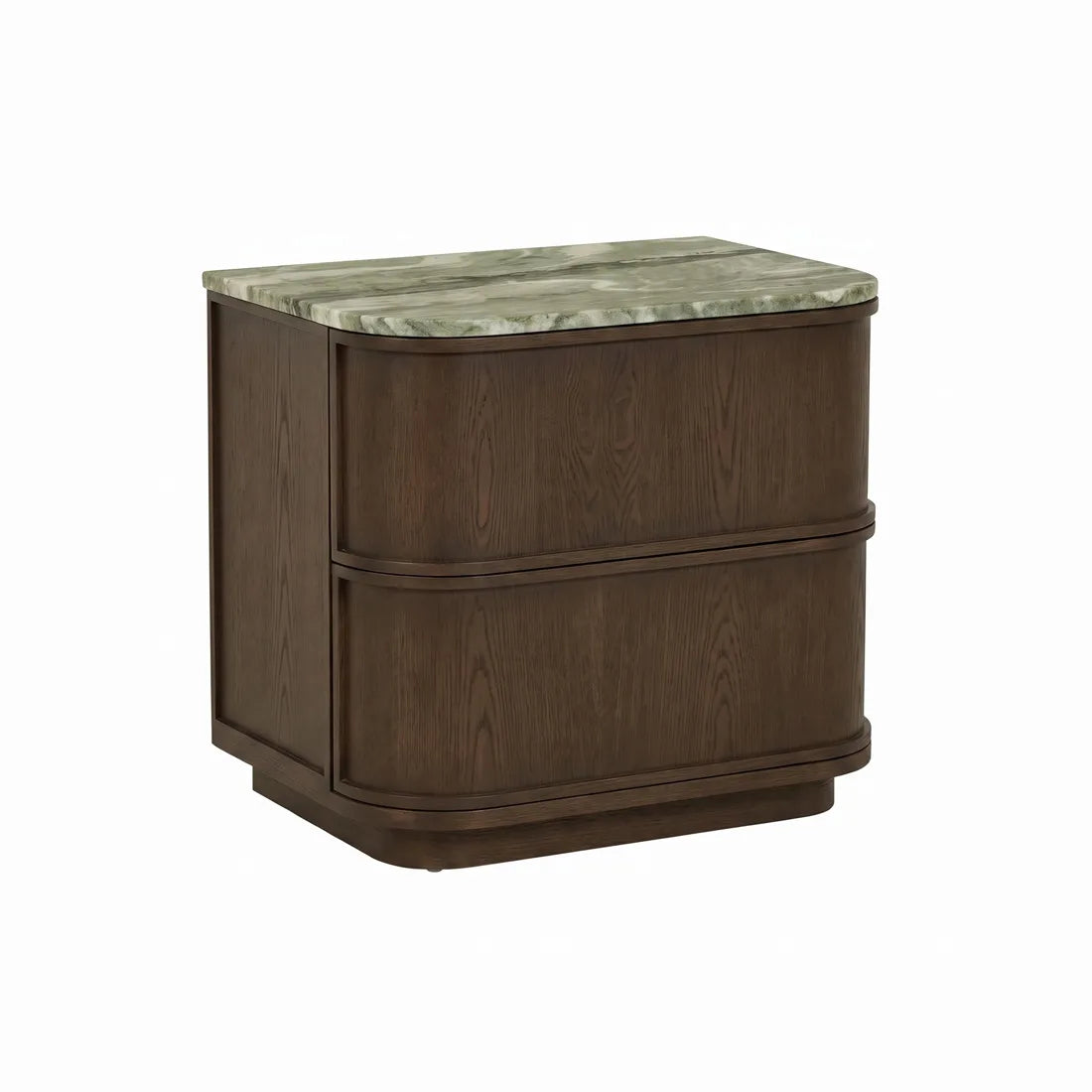Miller Marble 2 Drawer Bedside - Tobacco Ash - Matt Wild Sage