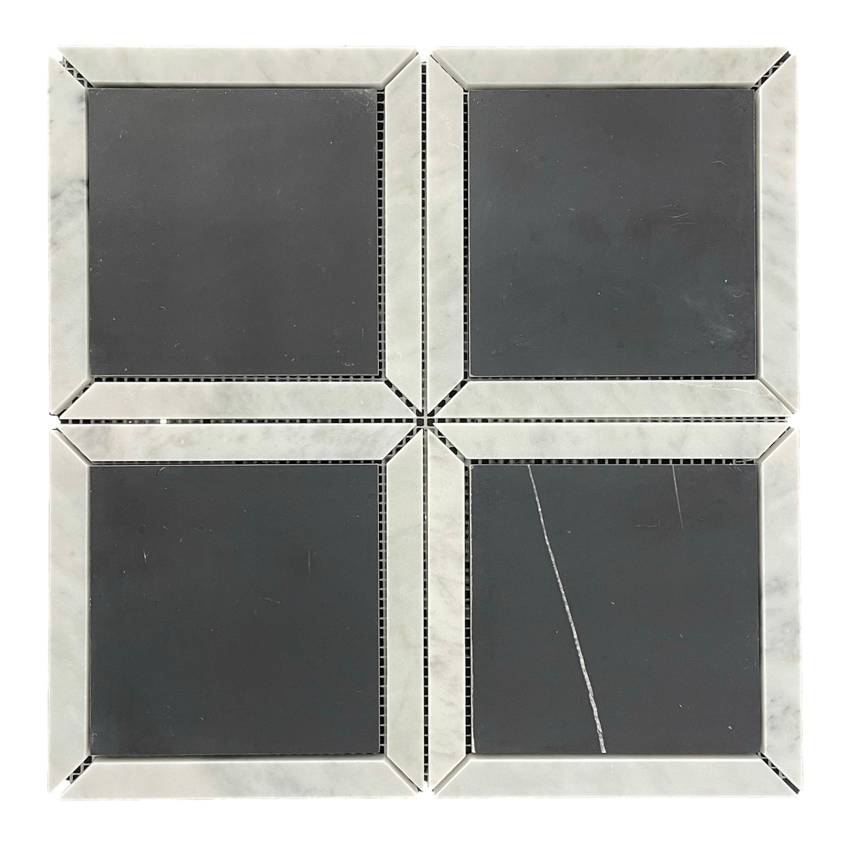NERO SQUARE + CARRARA BORDER HONED