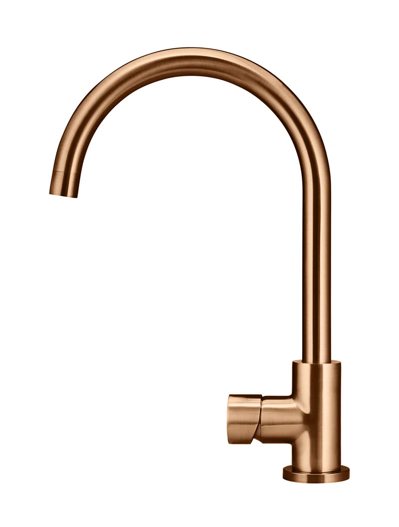 MEIR ROUND GOOSENECK KITCHEN MIXER TAP WITH PINLESS HANDLE