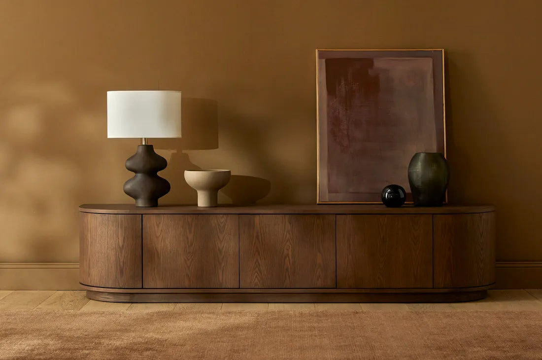 Oberon Crescent Entertainment Units - Smoked Ash