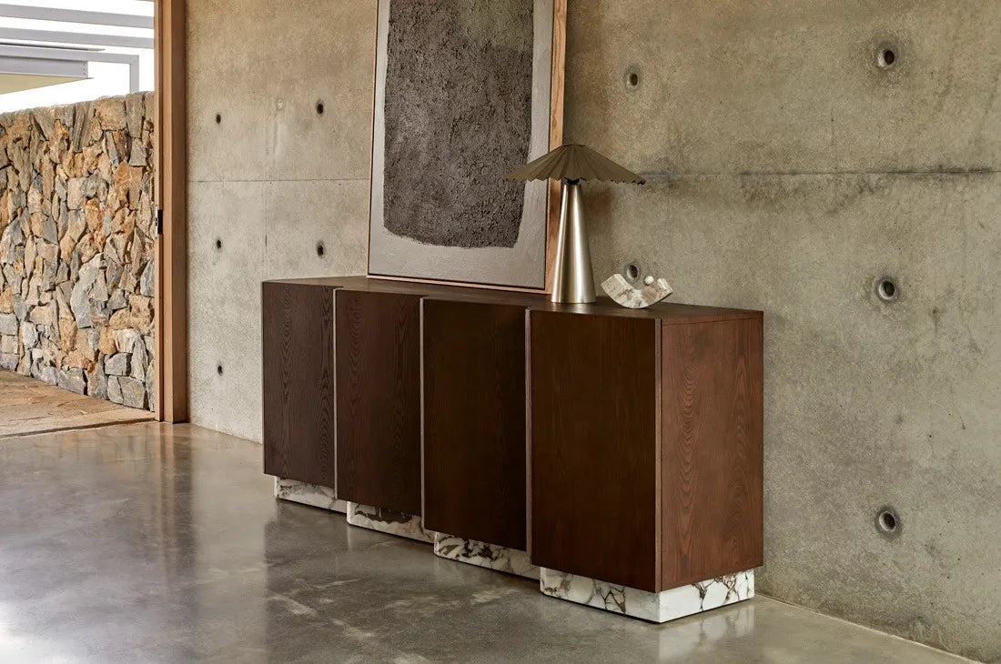 Staccato Marble Buffet - Tobacco Ash - Matt Ocean Marble