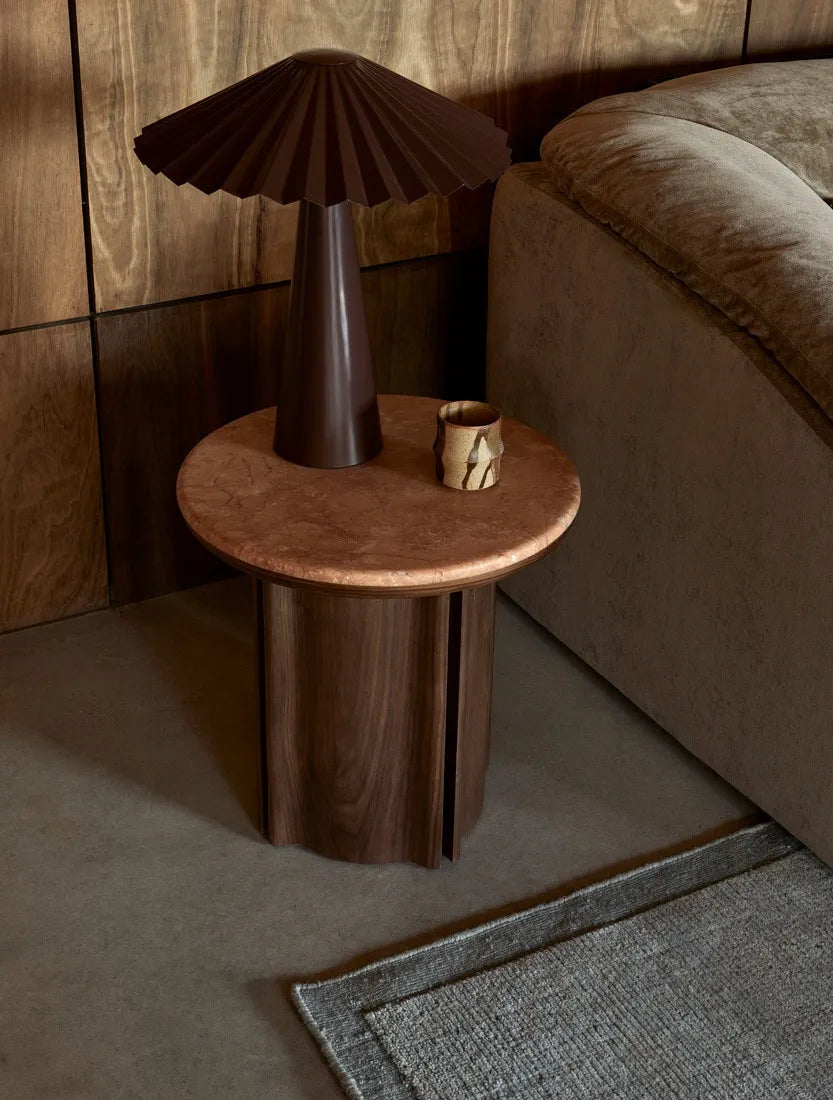 Leon Marble Side Table - Matt Ocean Marble - Tobacco Ash