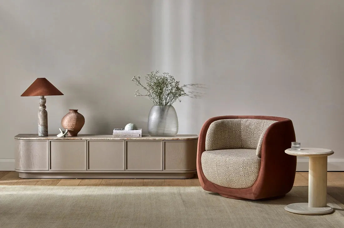 Miller Marble Entertainment Unit - Tobacco Ash - Matt Wild Sage