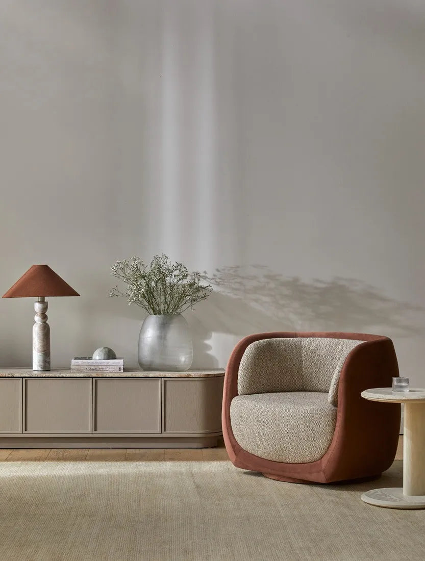 Mara Swivel Occasional Chair - Cinnamon Velvet - Cinnamon Speckle