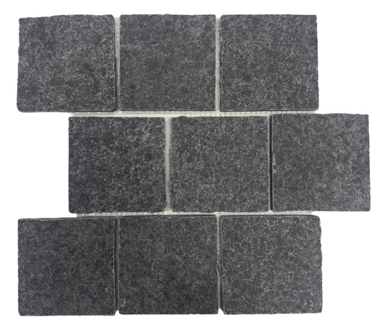 ASH BLACK PORCELAIN COBBLES BRICK BOND - 01
