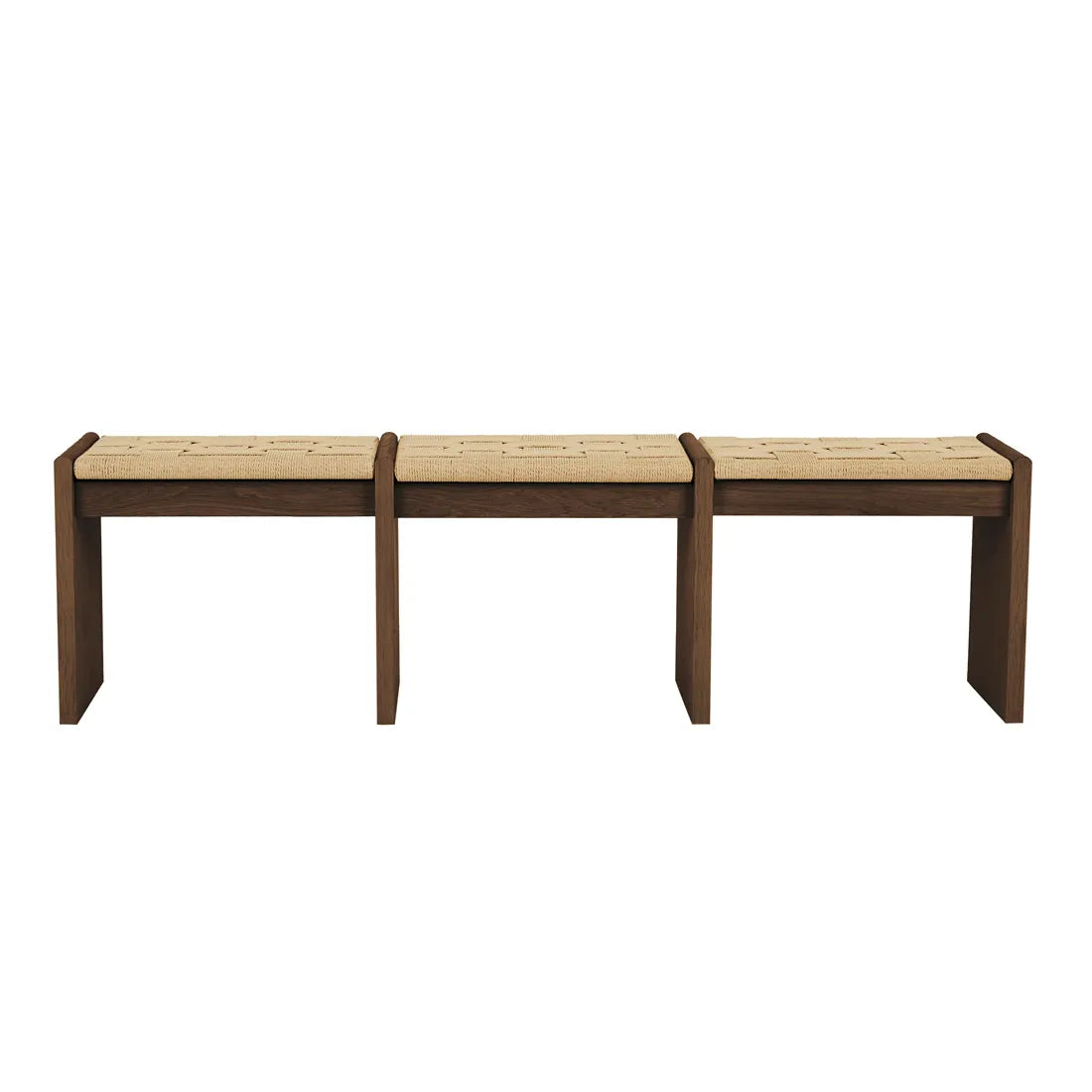 Zuri Slatted Bench Seat - Chocolate Oak - Natural Papercord
