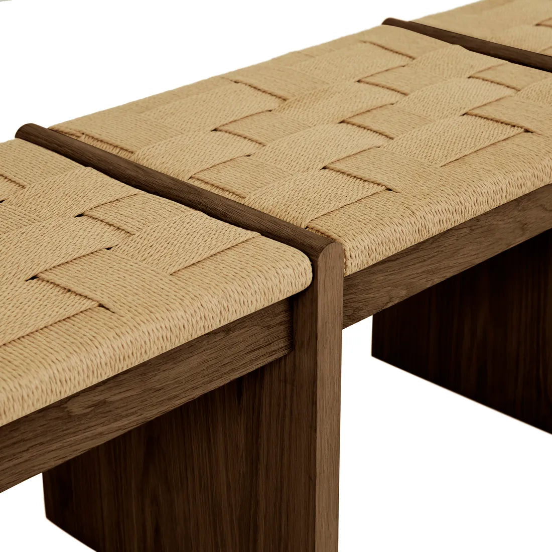 Zuri Slatted Bench Seat - Chocolate Oak - Natural Papercord