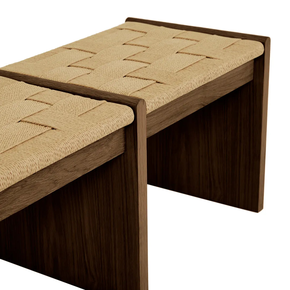 Zuri Slatted Bench Seat - Chocolate Oak - Natural Papercord