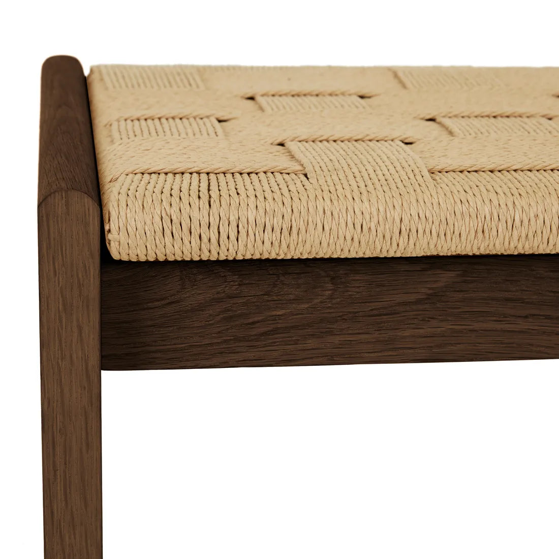 Zuri Slatted Bench Seat - Chocolate Oak - Natural Papercord