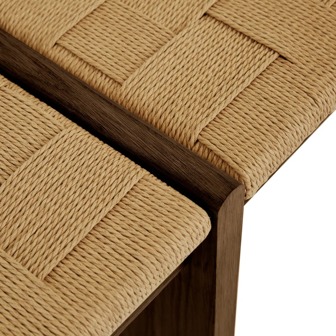 Zuri Slatted Bench Seat - Chocolate Oak - Natural Papercord