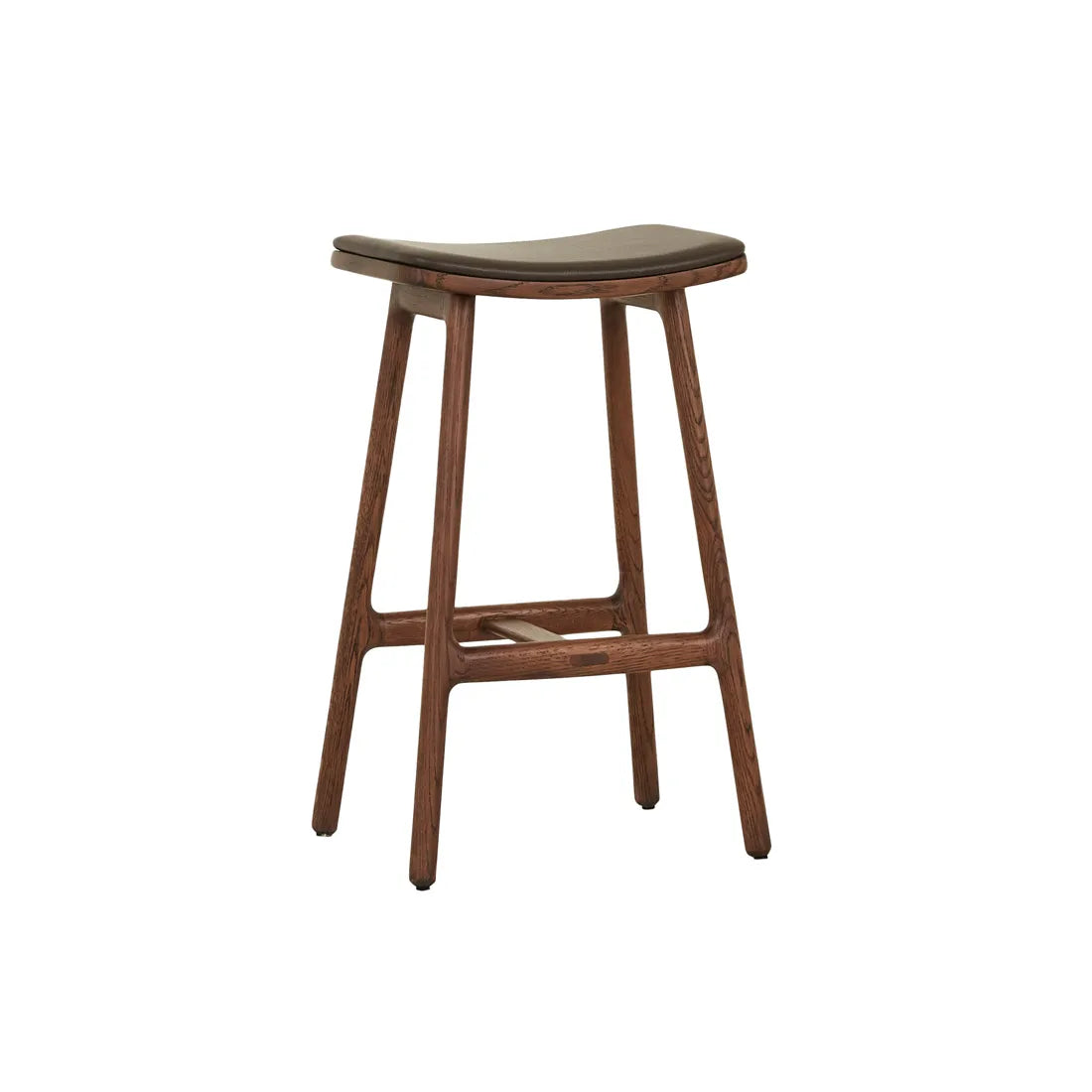 Tolv Odd Upholstered Barstool - Cigar Leather - Espresso Oak