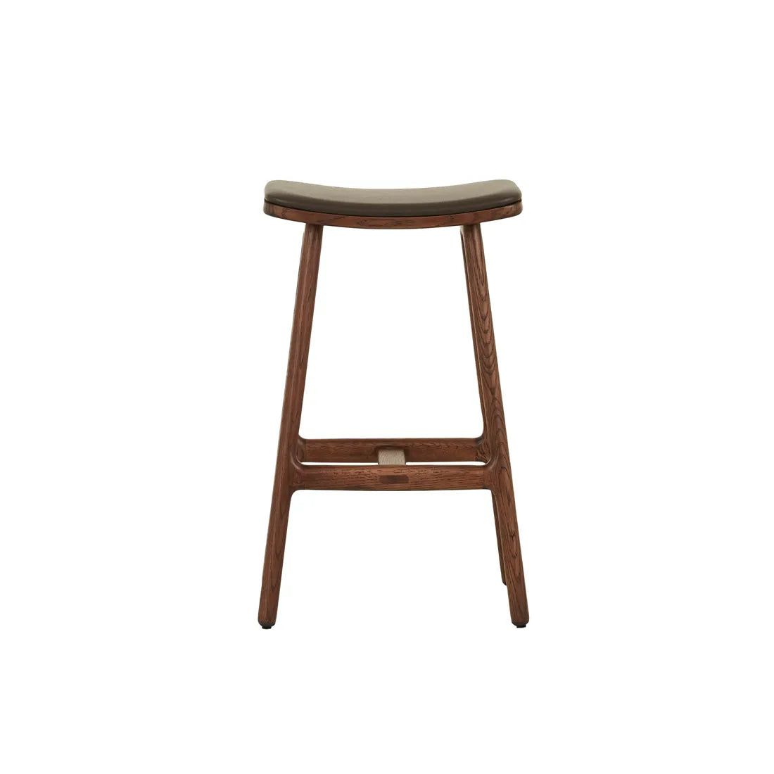 Tolv Odd Upholstered Barstool - Cigar Leather - Espresso Oak