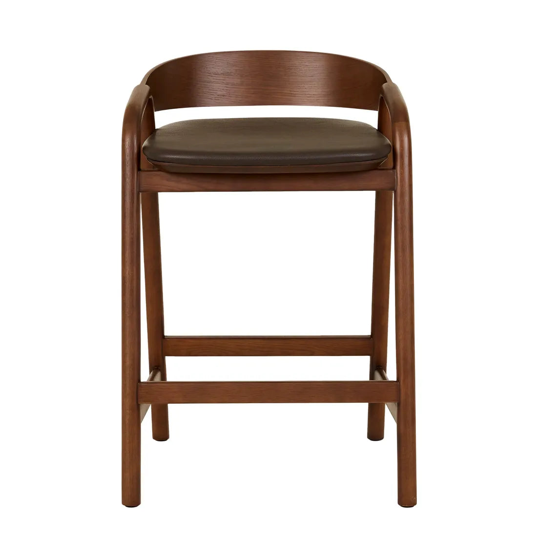 Tolv Inlay Upholstered Barstool - Cigar Leather - Smoked Oak