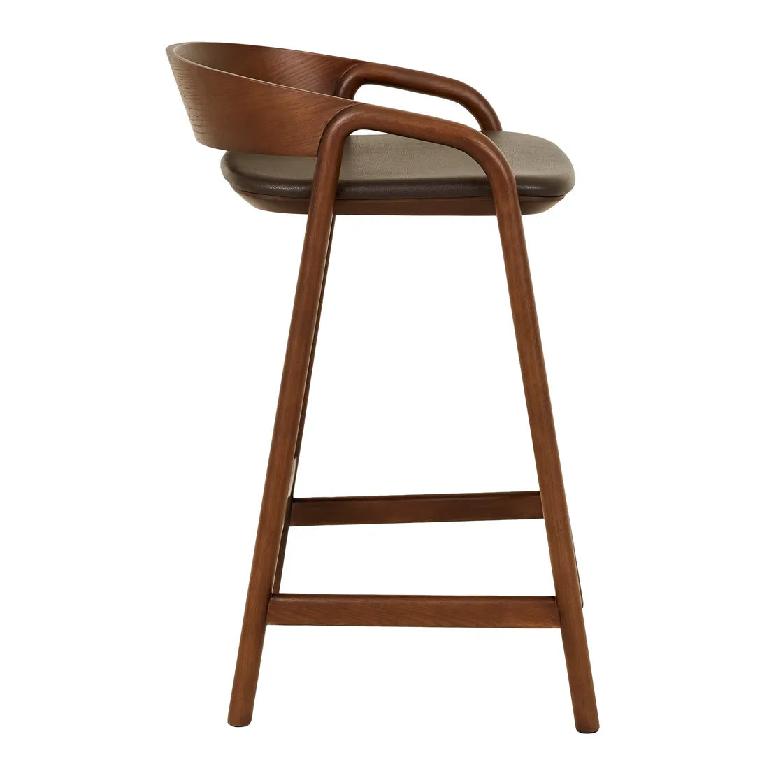 Tolv Inlay Upholstered Barstool - Cigar Leather - Smoked Oak