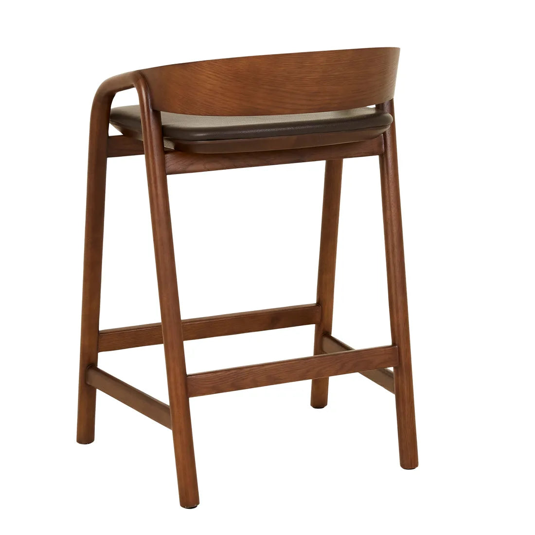 Tolv Inlay Upholstered Barstool - Cigar Leather - Smoked Oak