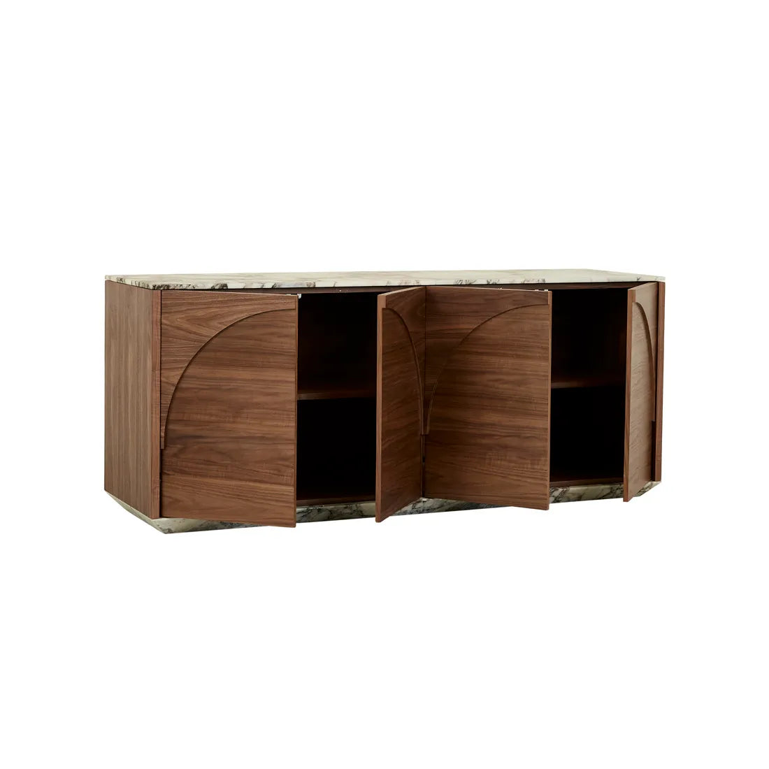 Archie Marble Buffet - Matt Ocean Marble - Walnut