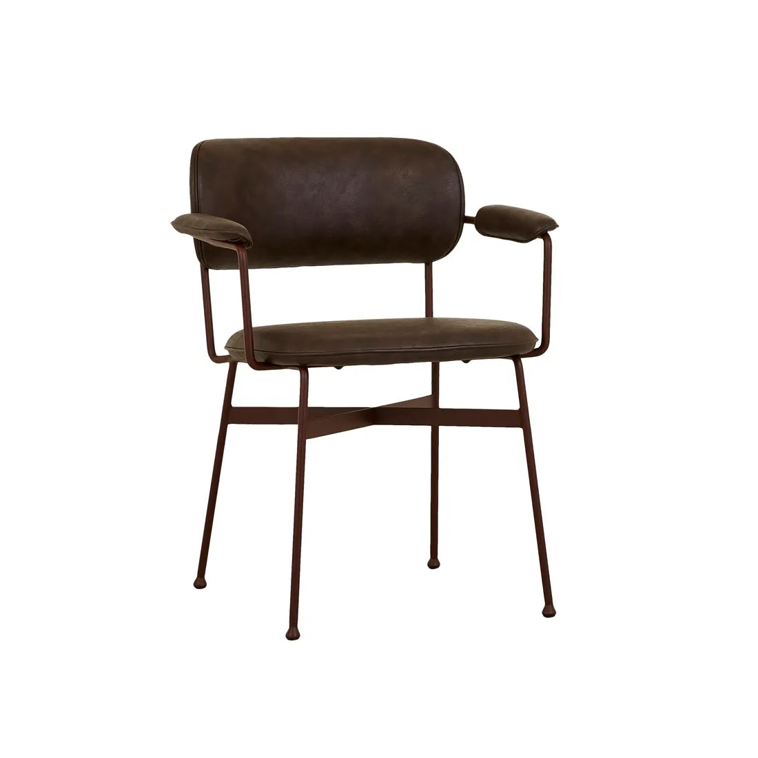 Piccolo Dining Armchair - Vintage Matt Dark Brown PU - Matt Syrah