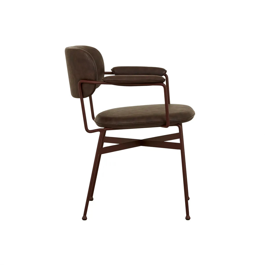 Piccolo Dining Armchair - Vintage Matt Dark Brown PU - Matt Syrah