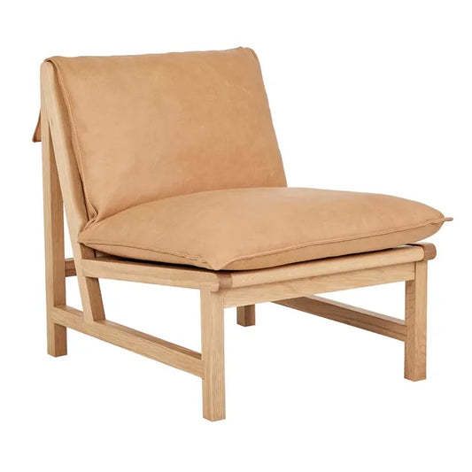 Tolv Cantaloupe Occasional Chair - Camel Leather - Light Oak