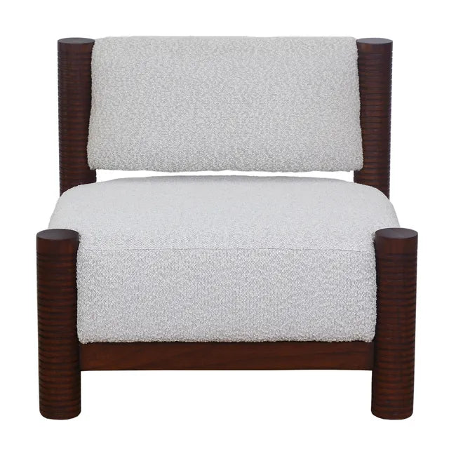 Trove Ridged Occasional Chair - Ivory Boucle - Chestnut