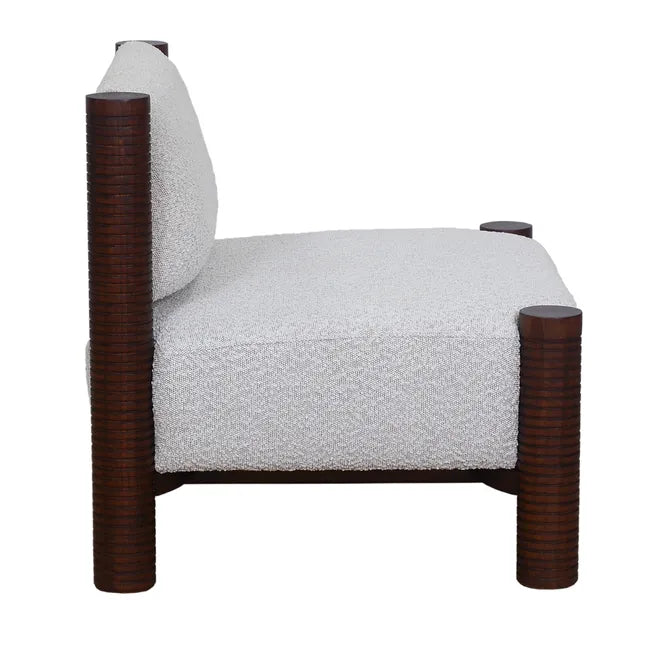 Trove Ridged Occasional Chair - Ivory Boucle - Chestnut