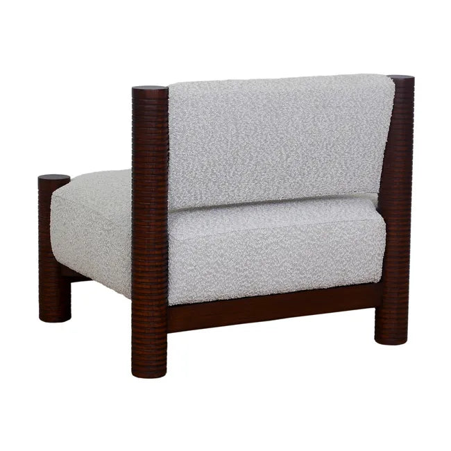 Trove Ridged Occasional Chair - Ivory Boucle - Chestnut