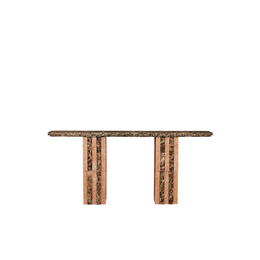 Zelda Marble Console - Emperador Marble - Satin Rosso Marble