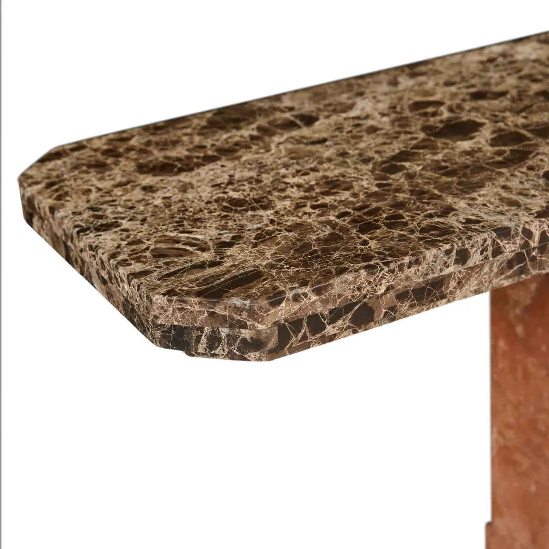 Zelda Marble Console - Emperador Marble - Satin Rosso Marble