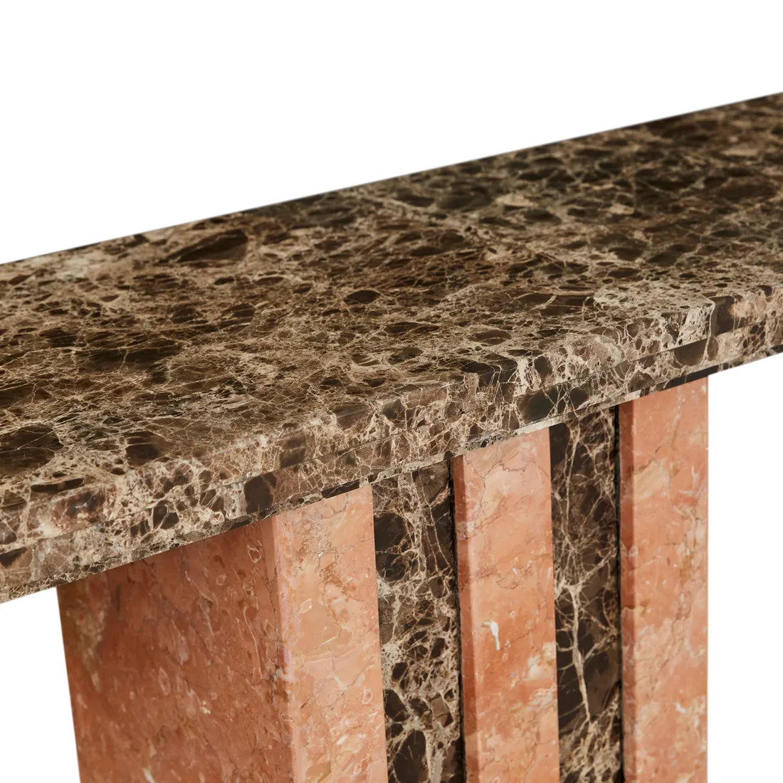 Zelda Marble Console - Emperador Marble - Satin Rosso Marble