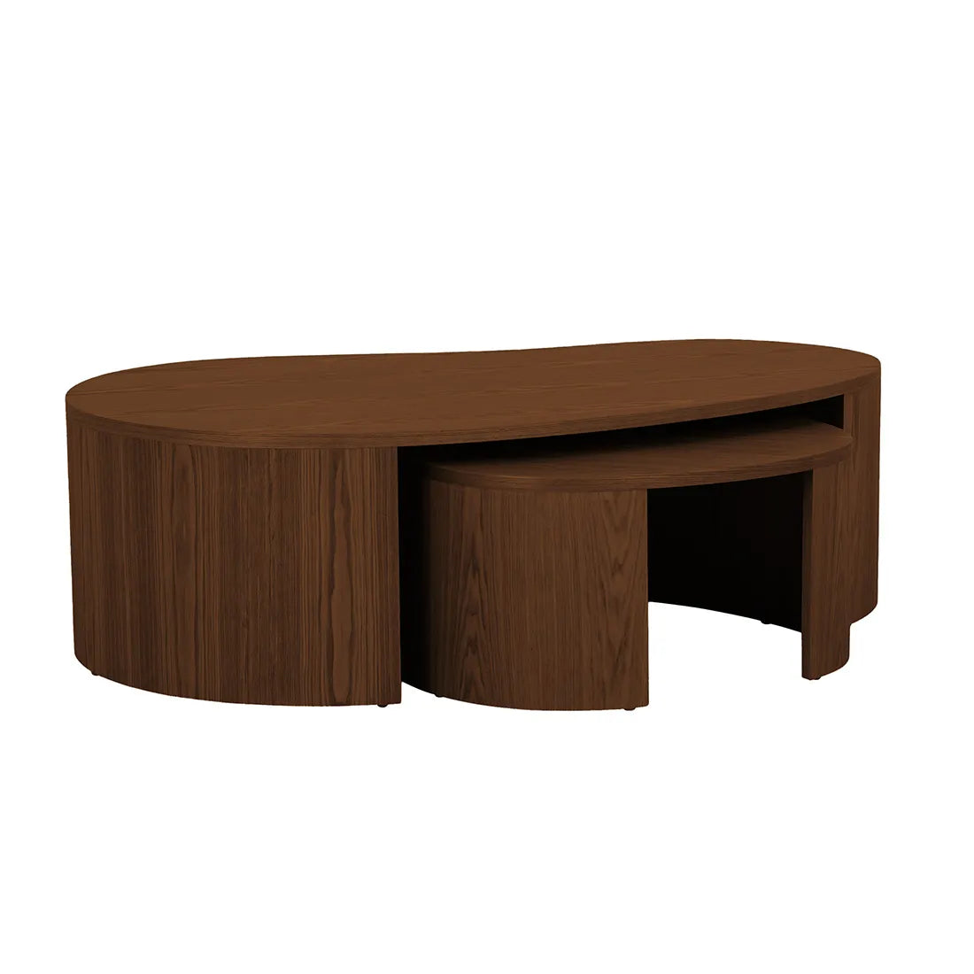 Oberon Curve Nest Of 2 Coffee Tables - Smoked Ash