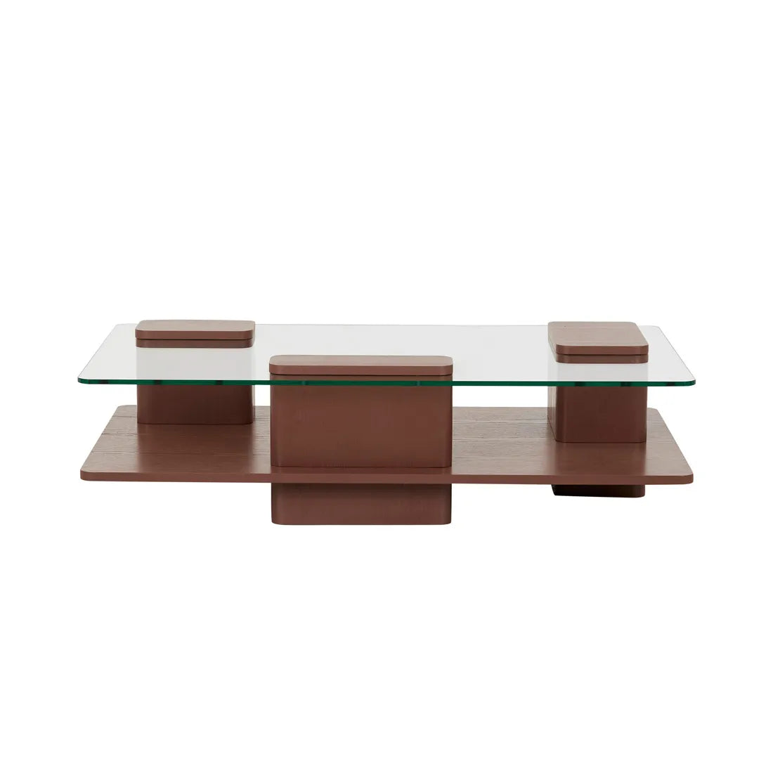 Teddy Coffee Table - Clear Tempered Glass - Brick