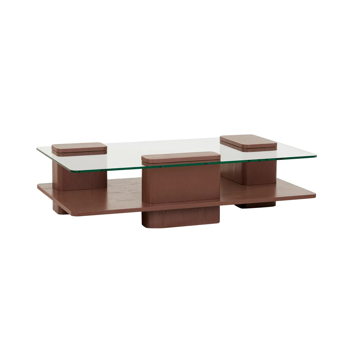Teddy Coffee Table - Clear Tempered Glass - Brick