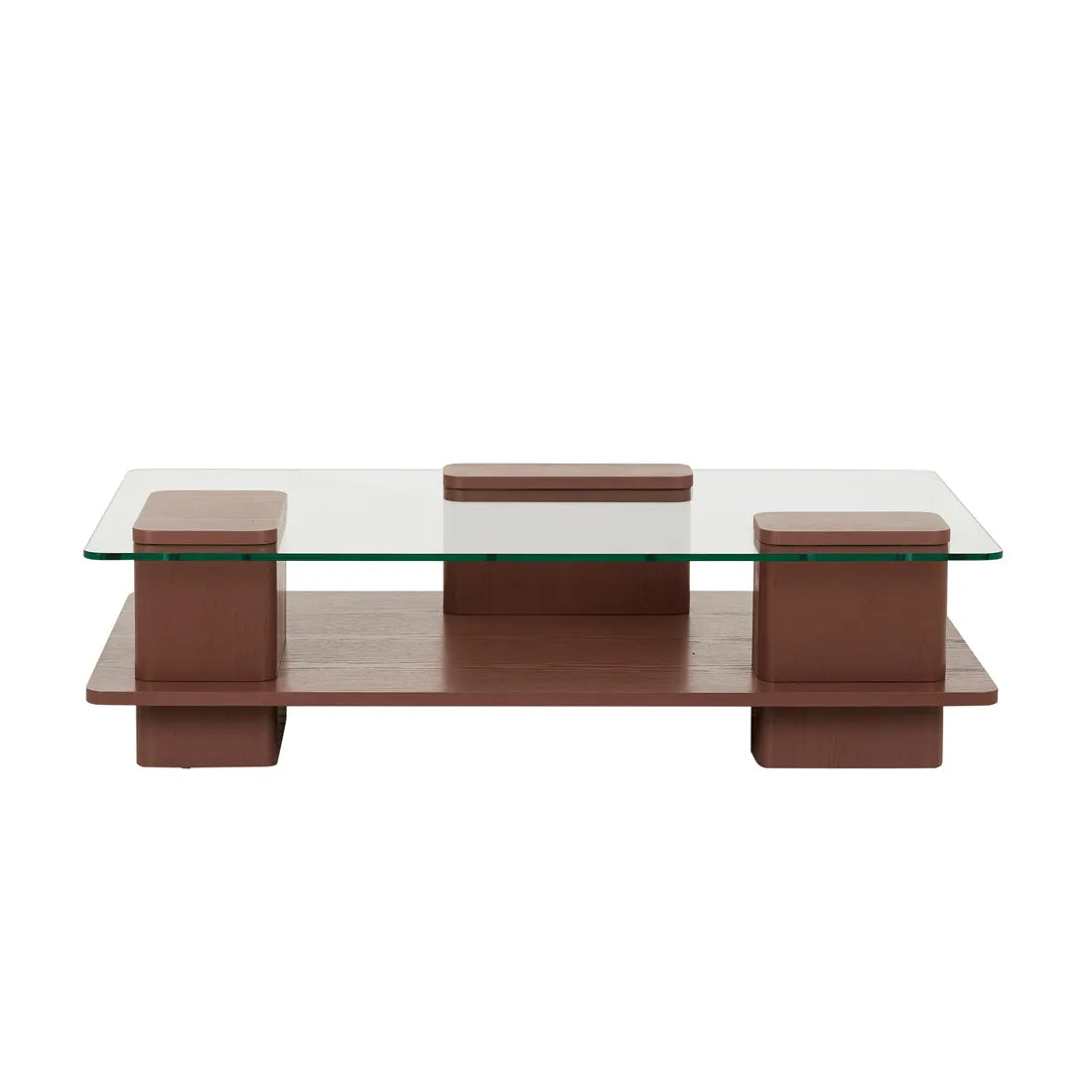 Teddy Coffee Table - Clear Tempered Glass - Brick