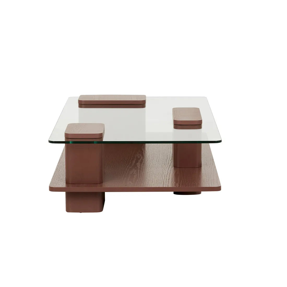 Teddy Coffee Table - Clear Tempered Glass - Brick