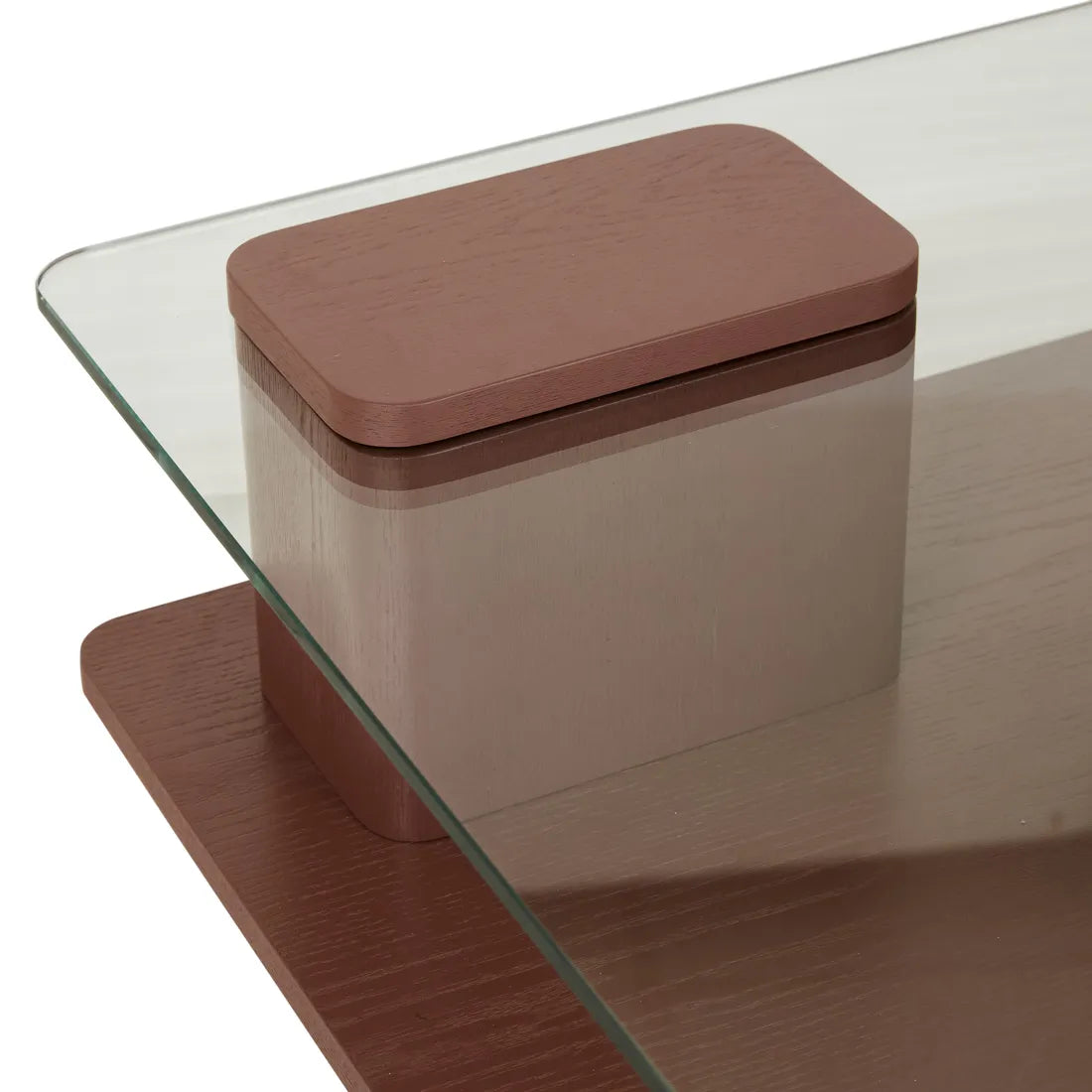 Teddy Coffee Table - Clear Tempered Glass - Brick