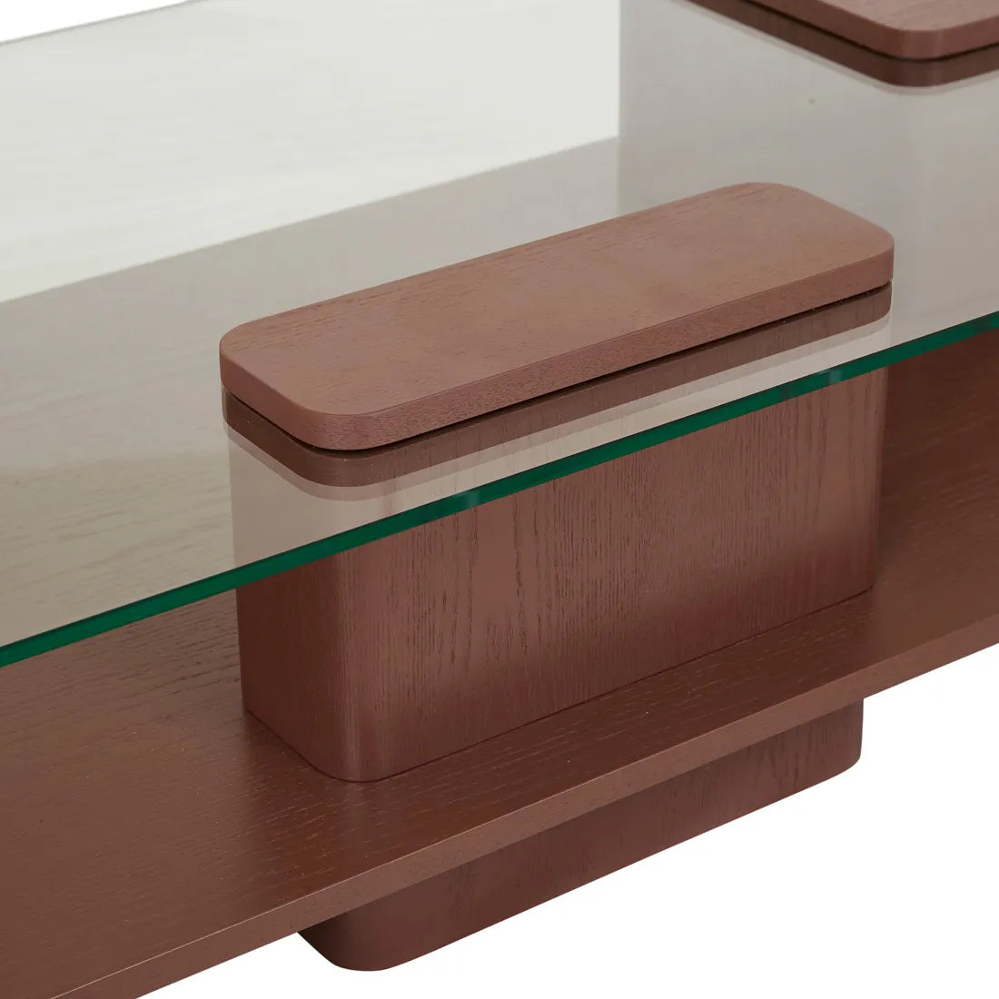 Teddy Coffee Table - Clear Tempered Glass - Brick