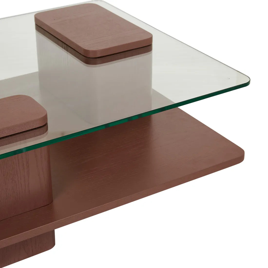 Teddy Coffee Table - Clear Tempered Glass - Brick
