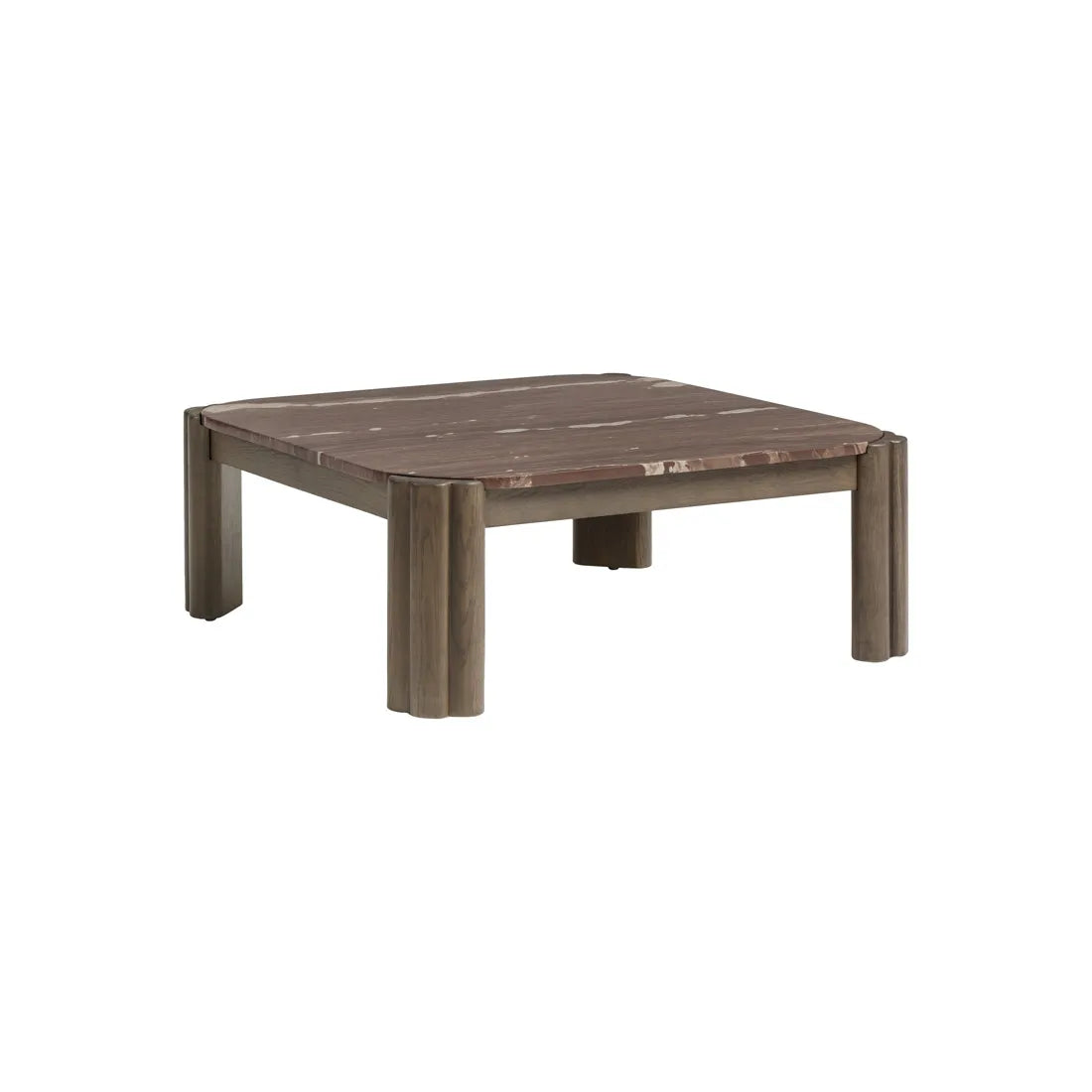 Ripple Marble Coffee Table - Berry Marble - Chocolate Oak
