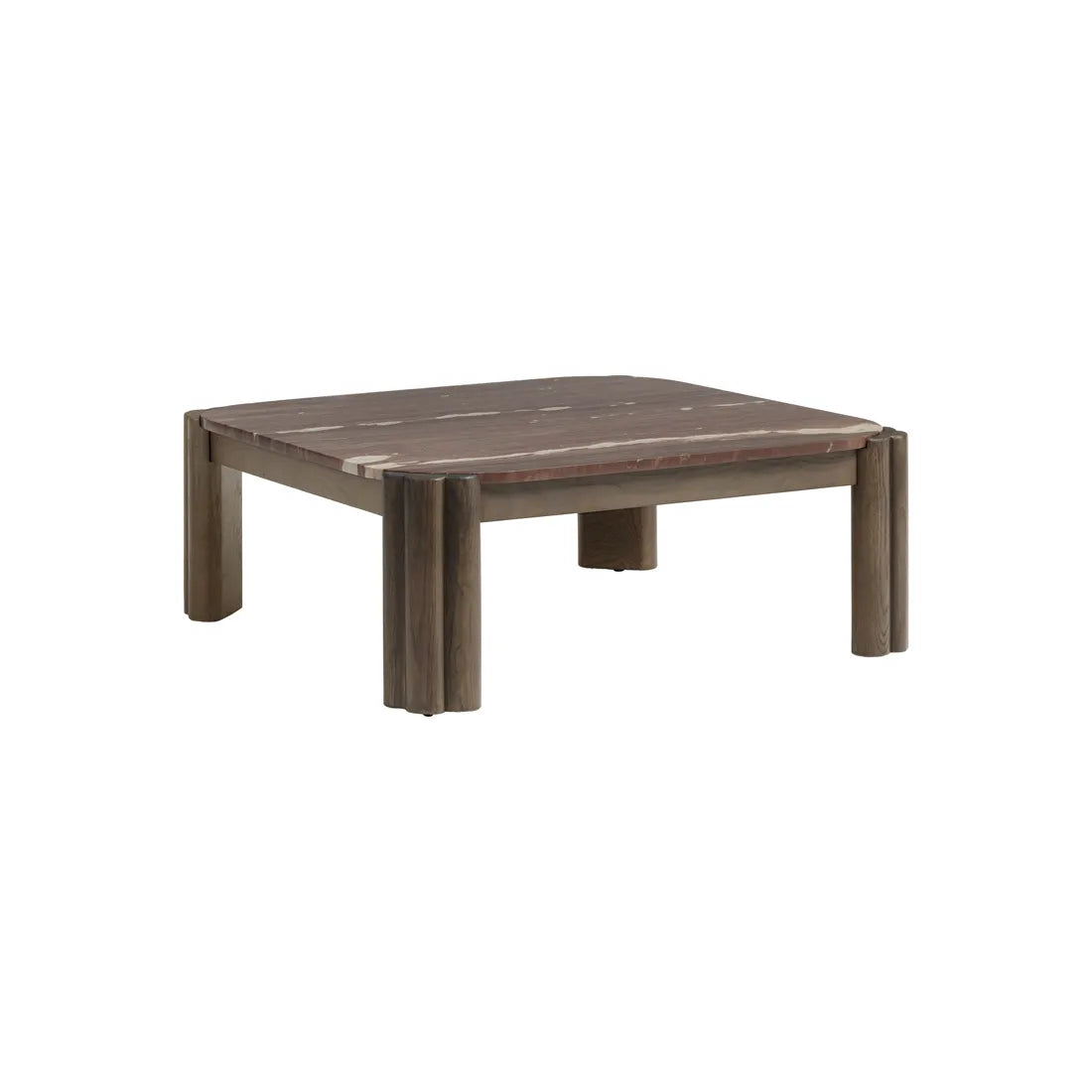 Ripple Marble Coffee Table - Berry Marble - Chocolate Oak