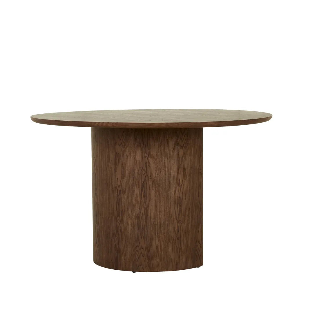Helio Round Dining Table - Smoked Ash - Matt Rouge Marble