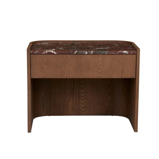 Elsie Bedside - Matt Rouge Marble - Smoked Ash