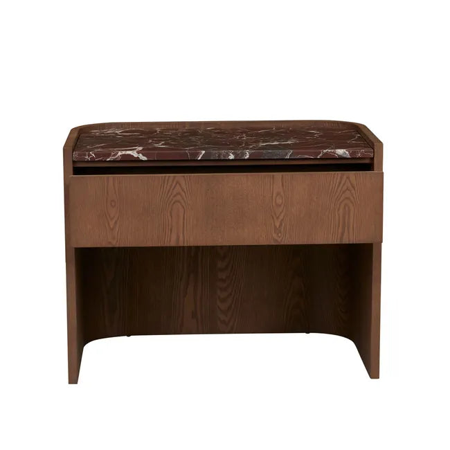 Elsie Bedside - Matt Rouge Marble - Smoked Ash
