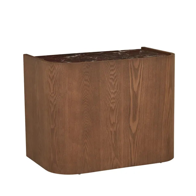 Elsie Bedside - Matt Rouge Marble - Smoked Ash