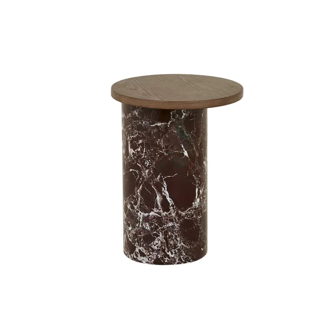 Pablo Marble Side Table - Matt Rouge Marble - Smoked Ash