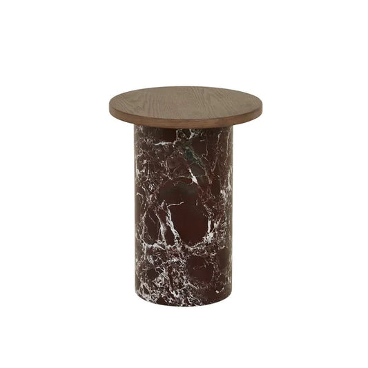 Pablo Marble Side Table - Matt Rouge Marble - Smoked Ash